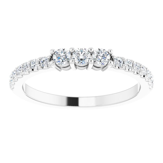 0.37 ct. Round Cut Diamond Wedding Band 3 Stone Style Anniversary Ring-VIRABYANI