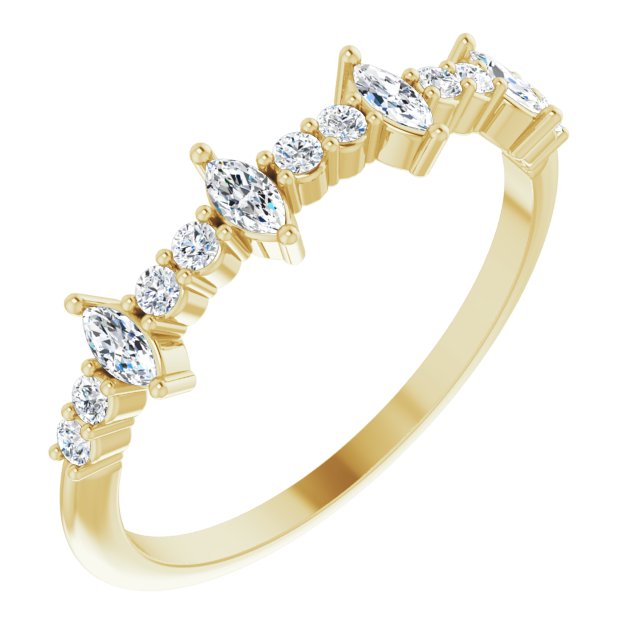 0.41 ct. Marquise And Round Diamond Wedding Band-VIRABYANI