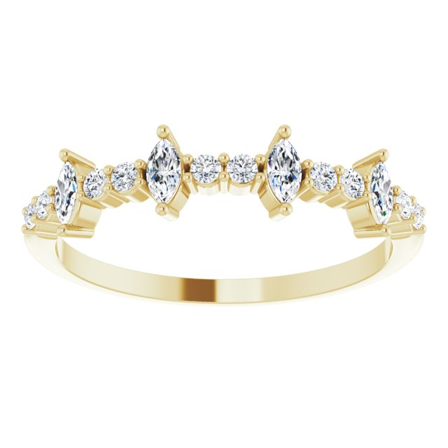 0.41 ct. Marquise And Round Diamond, Prong Set Wedding Band-in 14K/18K White, Yellow, Rose Gold and Platinum - Christmas Jewelry Gift -VIRABYANI