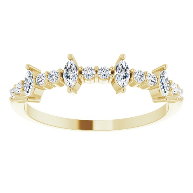 0.41 ct. Marquise And Round Diamond Wedding Band-VIRABYANI