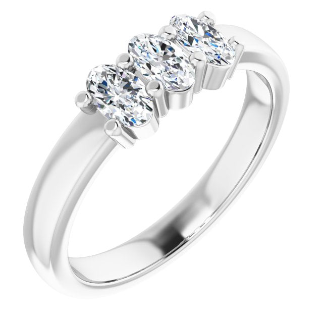 0.63 ct. Oval Cut Diamond 3 Stone Wedding Band-VIRABYANI