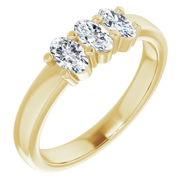 0.63 ct. Oval Cut Diamond 3 Stone Wedding Band-VIRABYANI