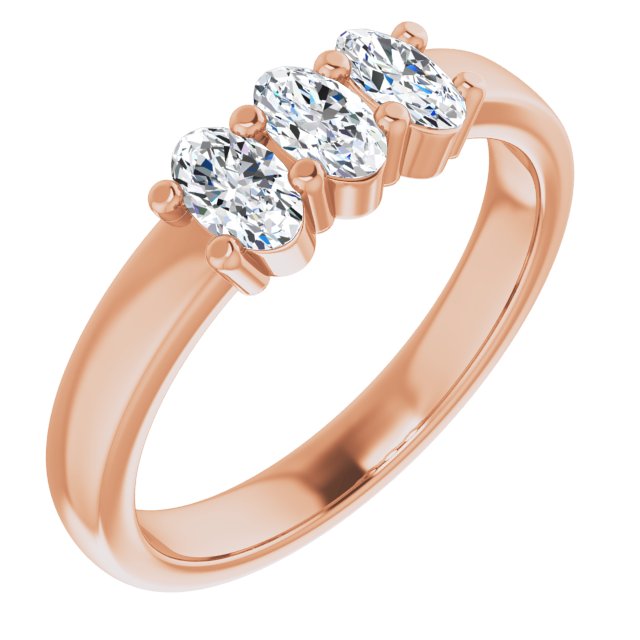 0.63 ct. Oval Cut Diamond 3 Stone Wedding Band-VIRABYANI