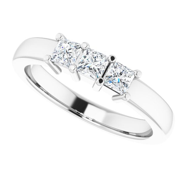 0.54 ct. Prong Set Princess Cut Diamond 3 Stone Wedding Band-VIRABYANI
