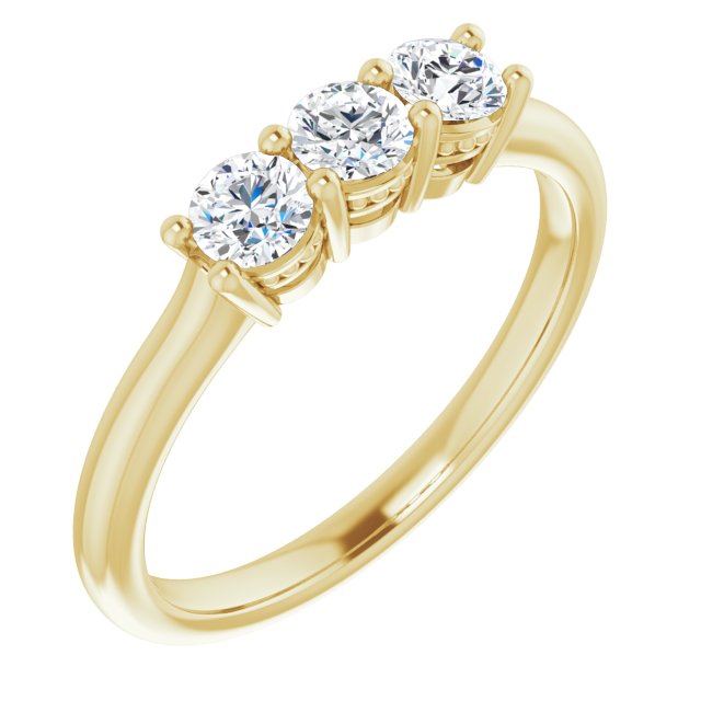0.50 ct. Round Cut Diamond 3 Stone Wedding Band-in 14K/18K White, Yellow, Rose Gold and Platinum - Christmas Jewelry Gift -VIRABYANI