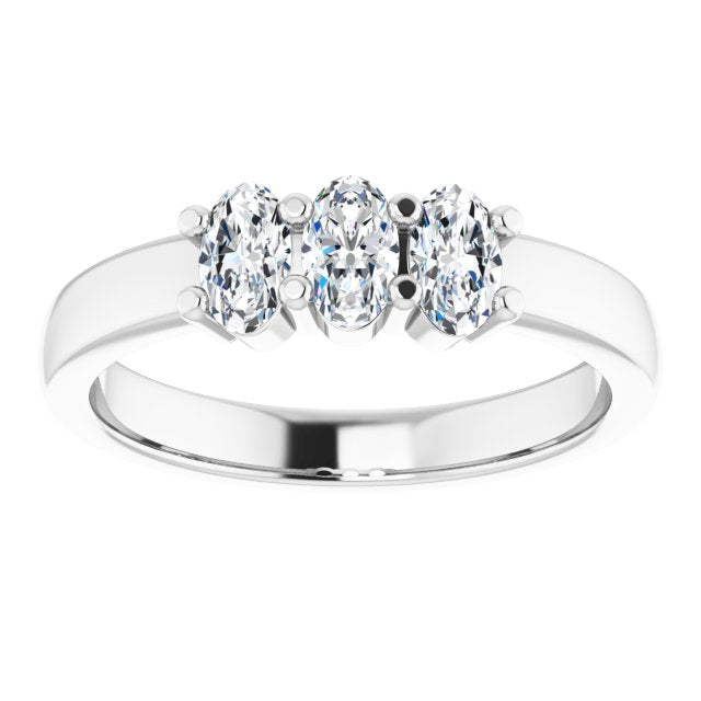 0.63 ct. Oval Cut Diamond 3 Stone Wedding Band-VIRABYANI