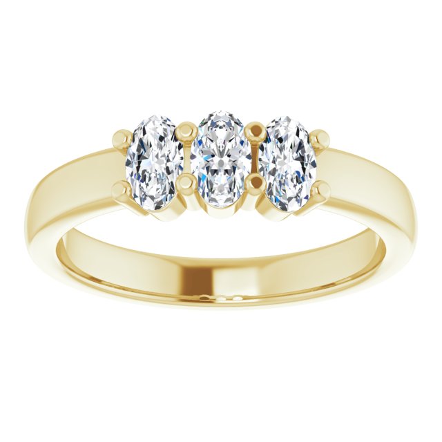 0.63 ct. Oval Cut Diamond 3 Stone Wedding Band-VIRABYANI