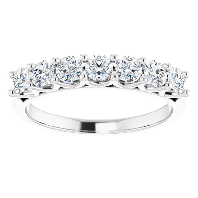 0.75 ct. Round Cut Diamond Shared Prong Wedding Band 7 Stone Anniversary Ring-VIRABYANI