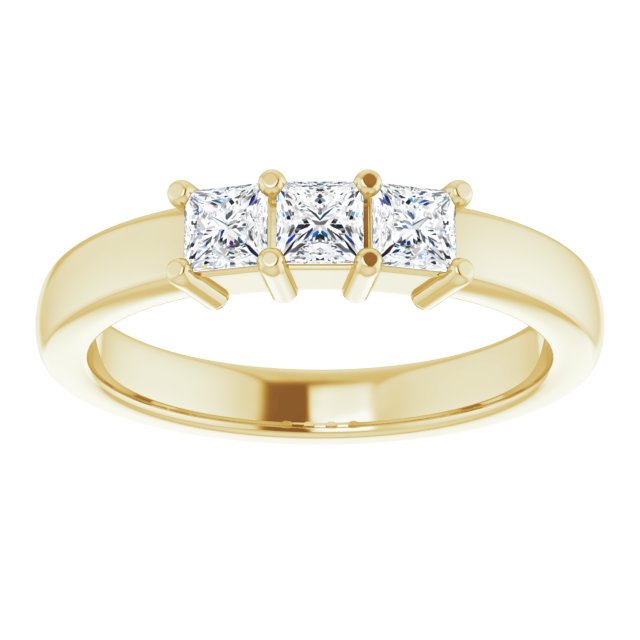 0.54 ct. Prong Set Princess Cut Diamond 3 Stone Wedding Band-in 14K/18K White, Yellow, Rose Gold and Platinum - Christmas Jewelry Gift -VIRABYANI