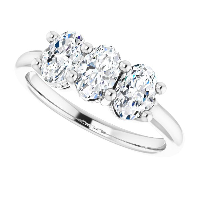 0.63 ct. Oval Cut Diamond 3 Stone Milgrain Accent Wedding Band-VIRABYANI