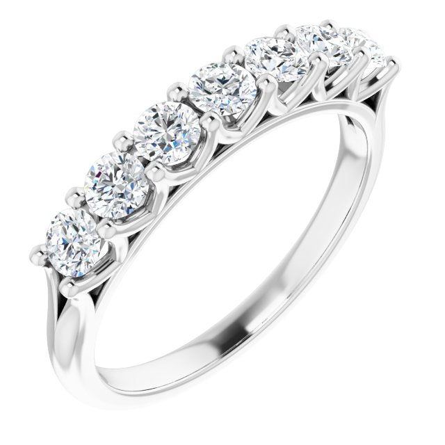0.75 ct. Round Cut Diamond Shared Prong Wedding Band 7 Stone Anniversary Ring-VIRABYANI