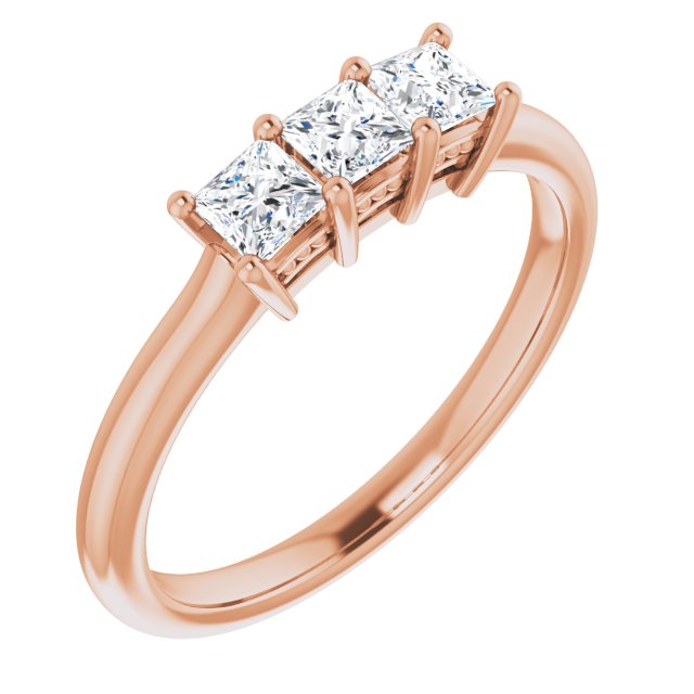 0.54 ct. Princess Cut Diamond 3 Stone Wedding Band-VIRABYANI