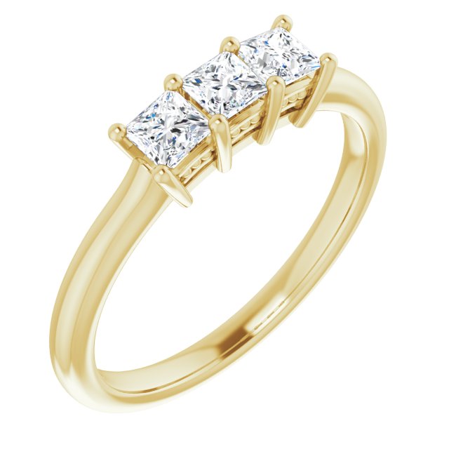 0.54 ct. Princess Cut Diamond 3 Stone Wedding Band-VIRABYANI