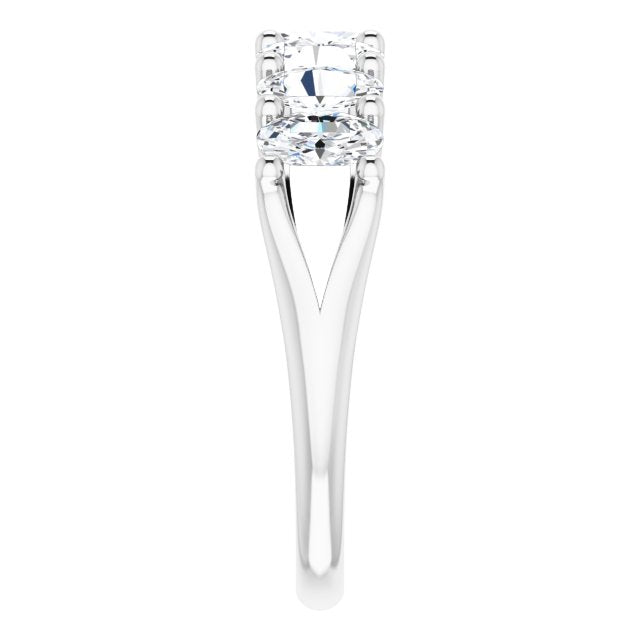 1.47 ct. Oval Cut Diamond Wedding Band 7 Stone Split Shank Ring-VIRABYANI