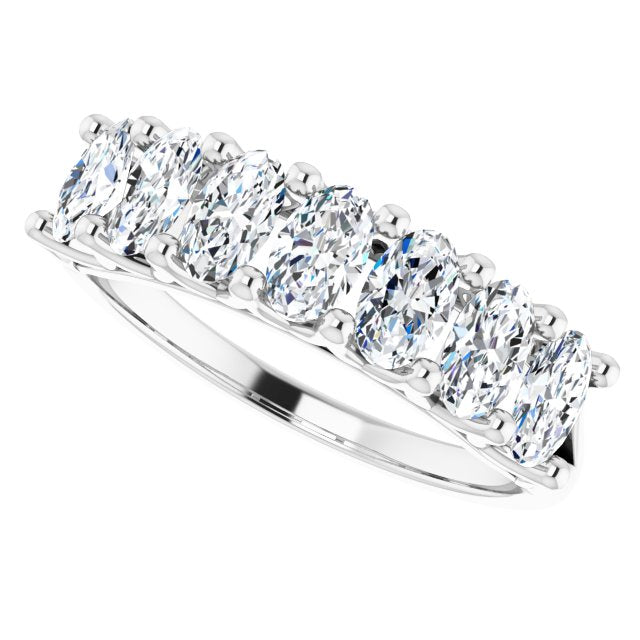 1.47 ct. Oval Cut Diamond Wedding Band 7 Stone Split Shank Ring-VIRABYANI