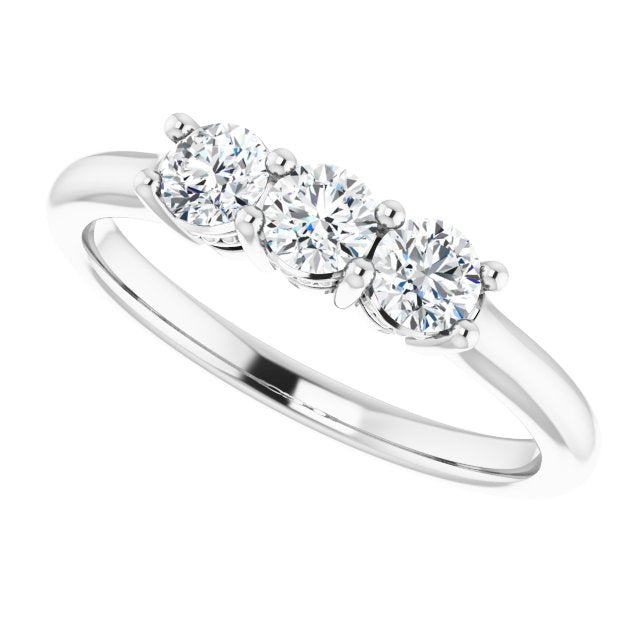 0.50 ct. Round Cut Diamond 3 Stone Wedding Band-in 14K/18K White, Yellow, Rose Gold and Platinum - Christmas Jewelry Gift -VIRABYANI