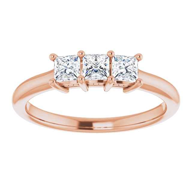 0.54 ct. Princess Cut Diamond 3 Stone Wedding Band-in 14K/18K White, Yellow, Rose Gold and Platinum - Christmas Jewelry Gift -VIRABYANI