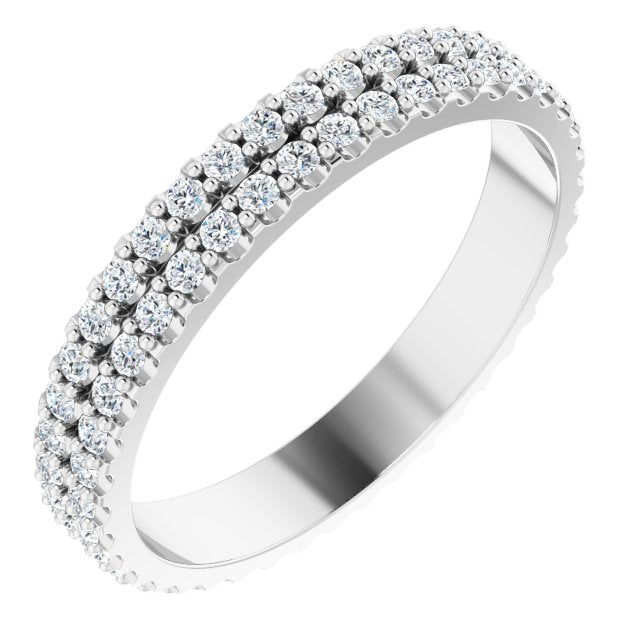 0.84 ct. Round Diamond Double Row Eternity Band-VIRABYANI