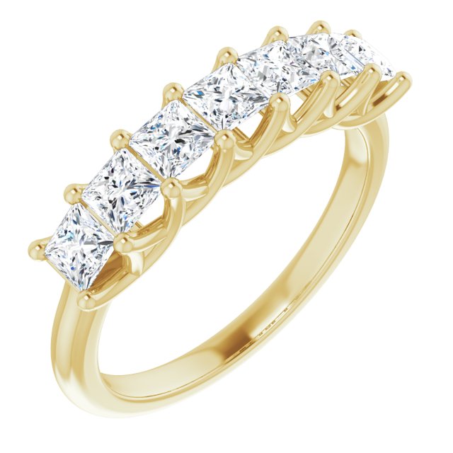 1.26 ct. Princess Cut Diamond Wedding Band 7 Stone Trellis Style Ring-VIRABYANI