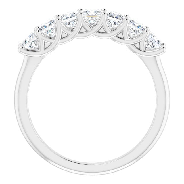1.26 ct. Princess Cut Diamond Wedding Band 7 Stone Trellis Style Ring-VIRABYANI