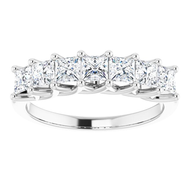 1.26 ct. Princess Cut Diamond Wedding Band 7 Stone Trellis Style Ring-VIRABYANI