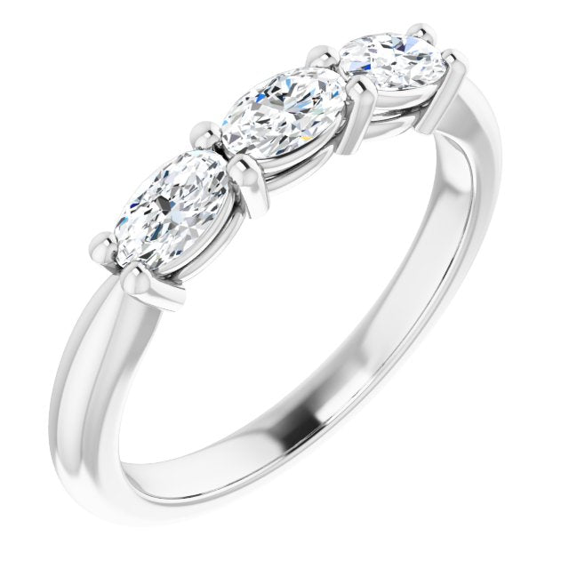 0.63 ct. East West Set Oval Cut Diamond 3 Stone Wedding Band-VIRABYANI