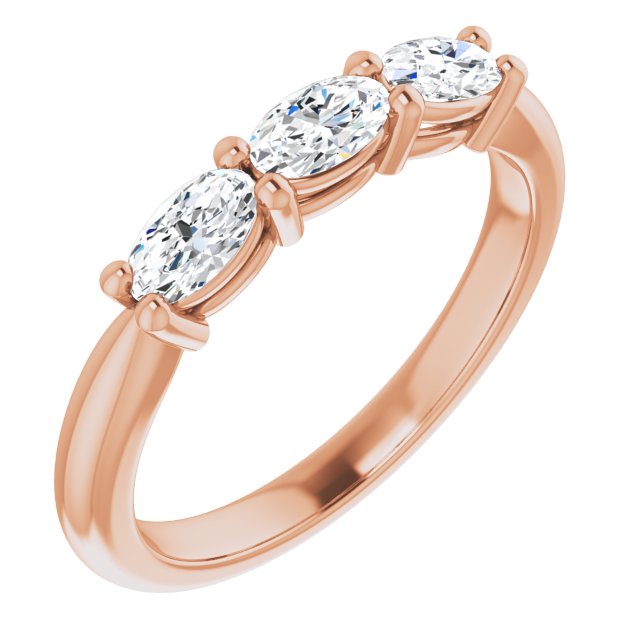 0.63 ct. East West Set Oval Cut Diamond 3 Stone Wedding Band-VIRABYANI