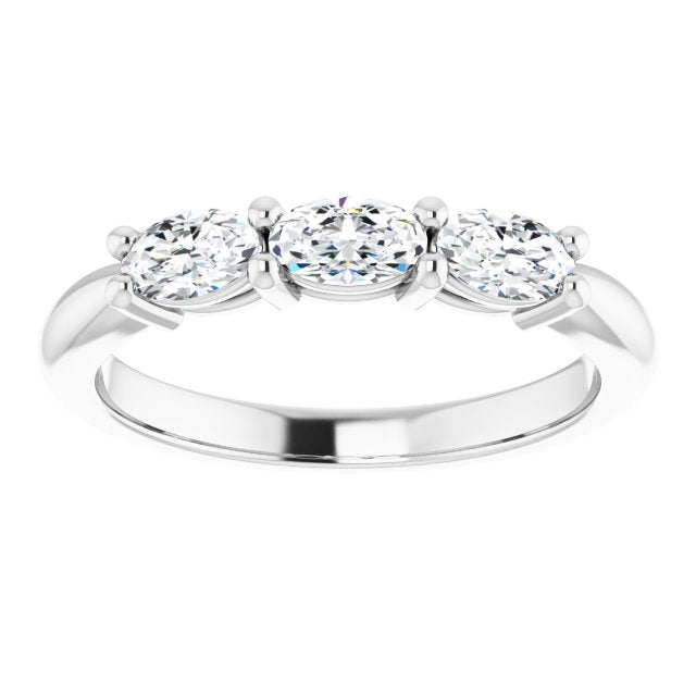 0.63 ct. East West Set Oval Cut Diamond 3 Stone Wedding Band-VIRABYANI
