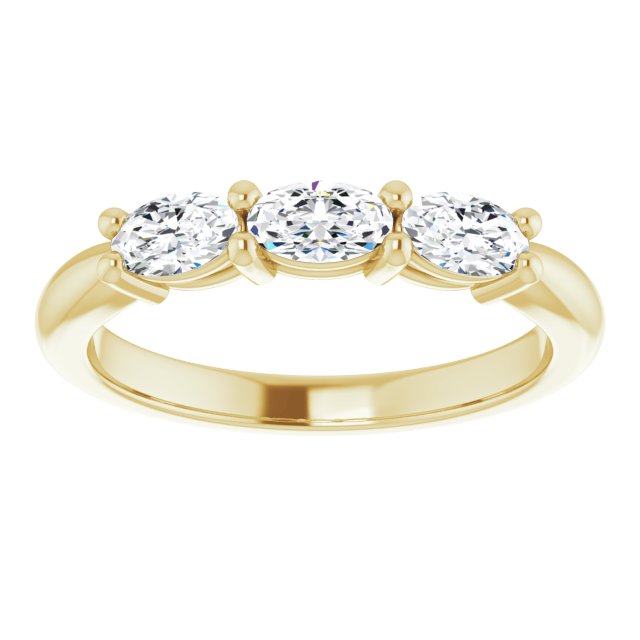 0.63 ct. East West Set Oval Cut Diamond 3 Stone Wedding Band-in 14K/18K White, Yellow, Rose Gold and Platinum - Christmas Jewelry Gift -VIRABYANI
