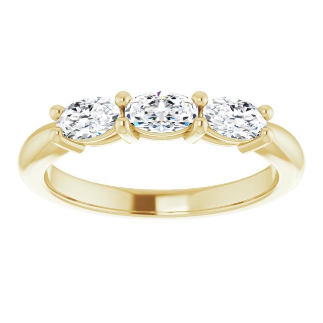 0.63 ct. East West Set Oval Cut Diamond 3 Stone Wedding Band-VIRABYANI