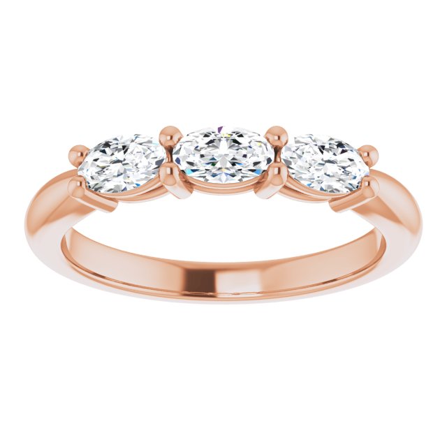 0.63 ct. East West Set Oval Cut Diamond 3 Stone Wedding Band-VIRABYANI