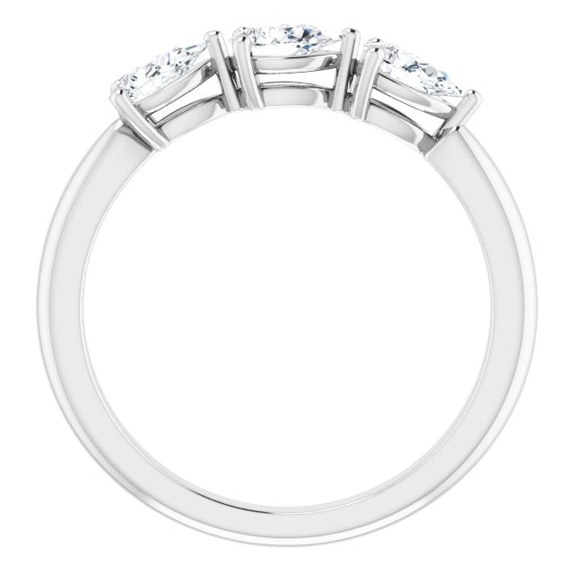 0.75 ct. Pear Cut Diamond 3 Stone Wedding Band-VIRABYANI