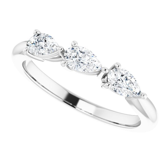 0.75 ct. Pear Cut Diamond 3 Stone Wedding Band-VIRABYANI
