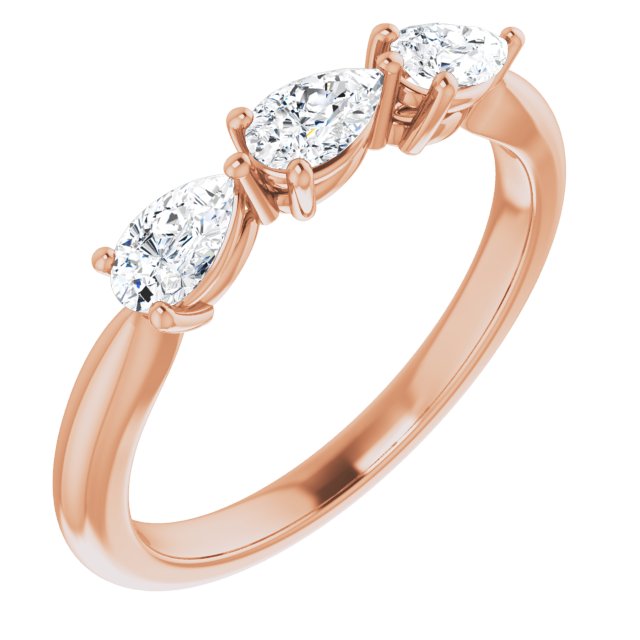0.75 ct. Pear Cut Diamond 3 Stone Wedding Band-VIRABYANI