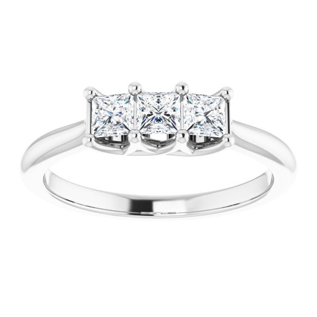 0.54 ct. Princess Cut Diamond Wedding Band 3 Stone Anniversary Ring-VIRABYANI
