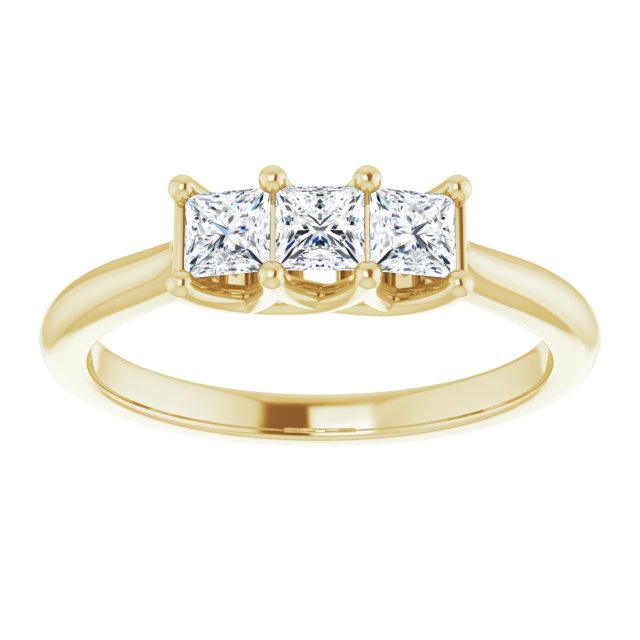 3 Stone 0.54 ct. Princess Cut Diamond Wedding Band-in 14K/18K White, Yellow, Rose Gold and Platinum - Christmas Jewelry Gift -VIRABYANI