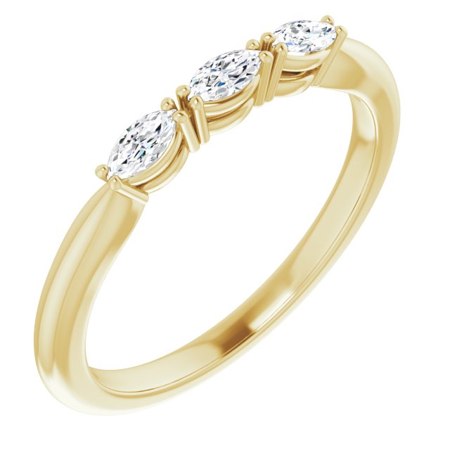0.30 ct. Marquise Diamond 3-Stone, East-West Set Wedding Band-in 14K/18K White, Yellow, Rose Gold and Platinum - Christmas Jewelry Gift -VIRABYANI