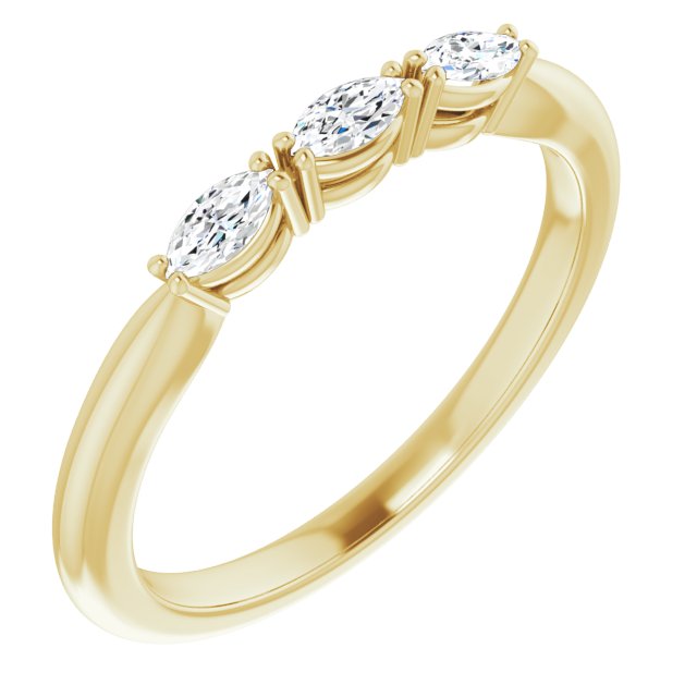 Marquise Diamond Three Stone Wedding Band-VIRABYANI