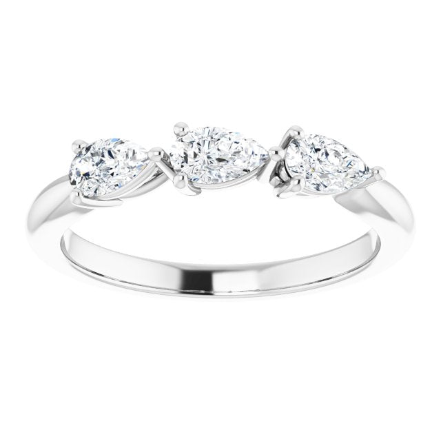 0.75 ct. Pear Cut Diamond 3 Stone Wedding Band-VIRABYANI
