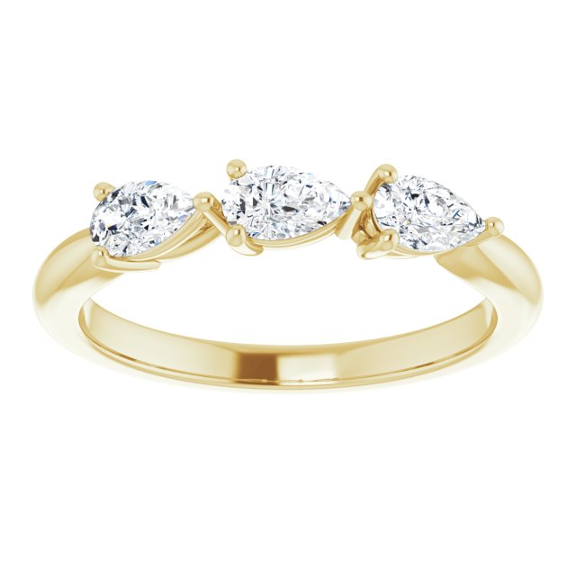 0.75 ct. Pear Cut Diamond 3 Stone Wedding Band-VIRABYANI