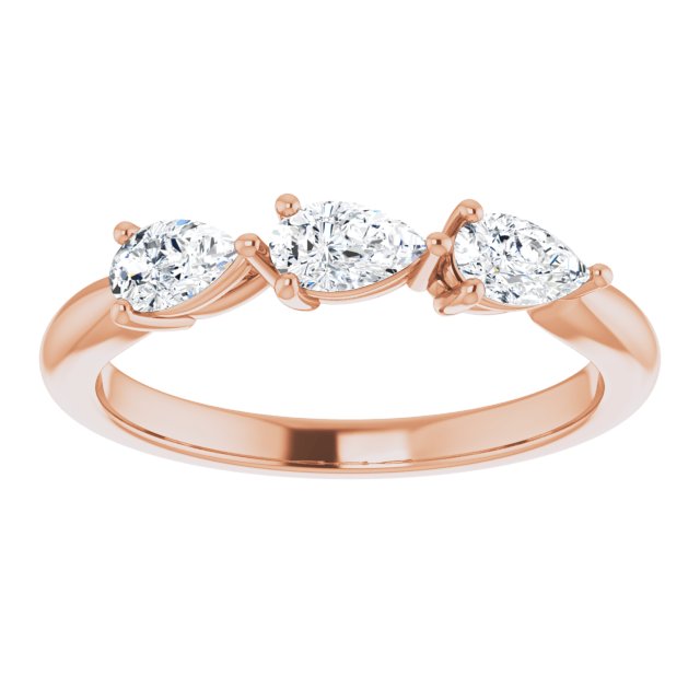 0.75 ct. Pear Cut Diamond 3 Stone Wedding Band-VIRABYANI