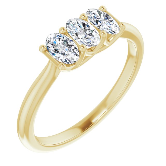 0.63 ct. Oval Cut Diamond 3 Stone Wedding Band-in 14K/18K White, Yellow, Rose Gold and Platinum - Christmas Jewelry Gift -VIRABYANI