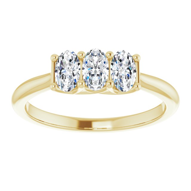 0.63 ct. Oval Cut Diamond 3 Stone Wedding Band Trellis Setting-VIRABYANI