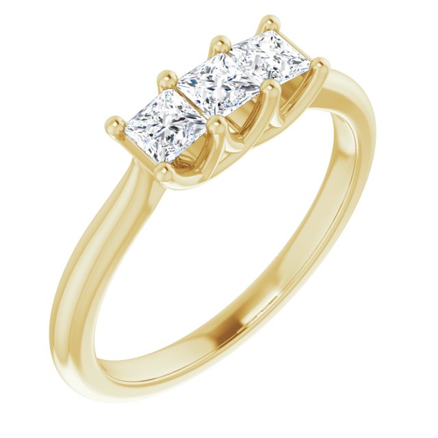 3 Stone 0.54 ct. Princess Cut Diamond Wedding Band-in 14K/18K White, Yellow, Rose Gold and Platinum - Christmas Jewelry Gift -VIRABYANI