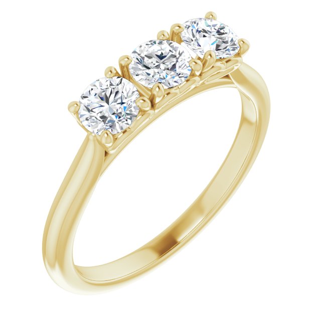 0.75 ct. Prong Set Round Cut Diamond 3 Stone Wedding Band-VIRABYANI