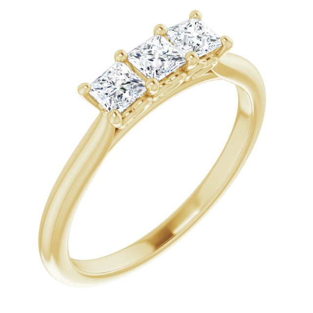 0.54 ct. Princess Cut Diamond 3 Stone Wedding Band-VIRABYANI