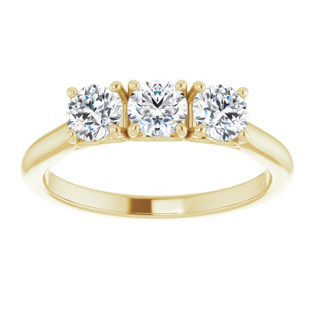 0.75 ct. Prong Set Round Cut Diamond 3 Stone Wedding Band-VIRABYANI