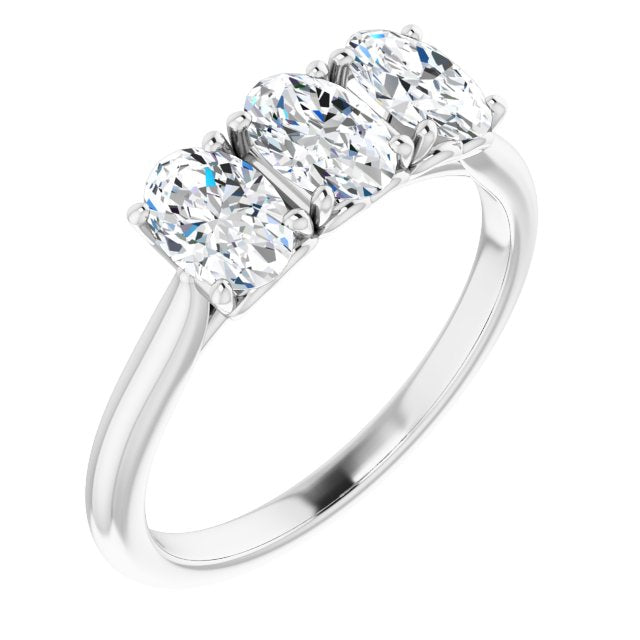 0.63 ct. Oval Cut Diamond 3 Stone Wedding Band-VIRABYANI