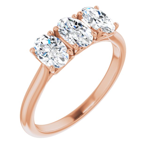 0.63 ct. Oval Cut Diamond 3 Stone Wedding Band-VIRABYANI
