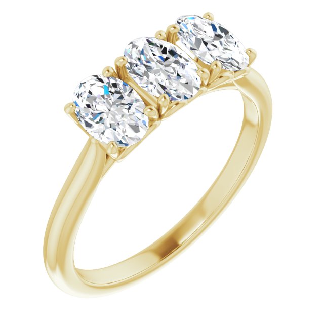 0.63 ct. Oval Cut Diamond 3 Stone Wedding Band-VIRABYANI